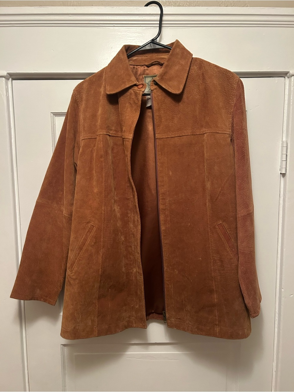 Vintage A.M.I. Genuine Suede Leather Jacket Cognac Brown – Medium